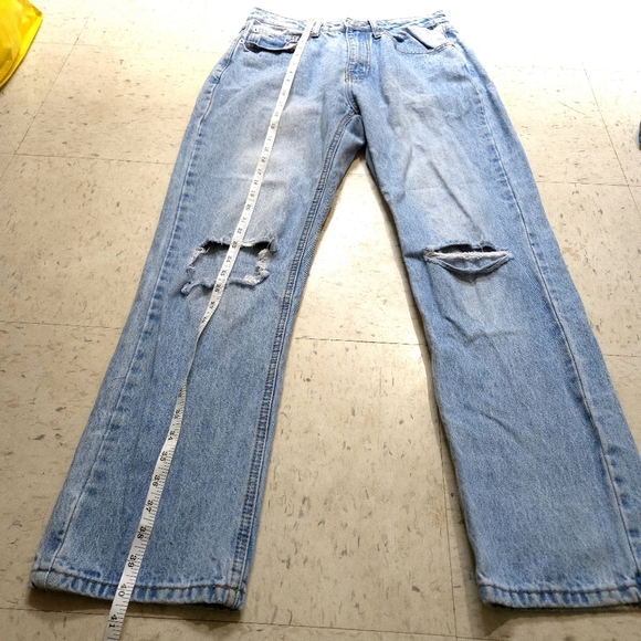 Princess Polly | Blue Distressed Women's Straight Leg Jean - Picture 11 of 13